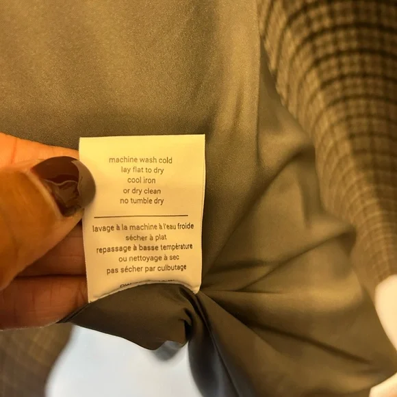 OAK + FORT Gray and Blue/Black Houndstooth Wool Blend Coat - Picture 6 of 7